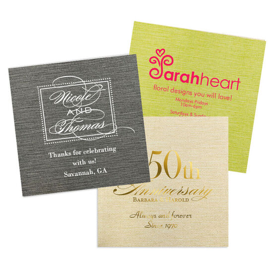 Custom Bamboo Luxe Napkins with Your 1-Color Artwork with Text we will Typeset